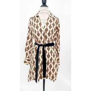 ZARA NWT Long-sleeve V-neck Button- down Belted Shirt Dress SMALL